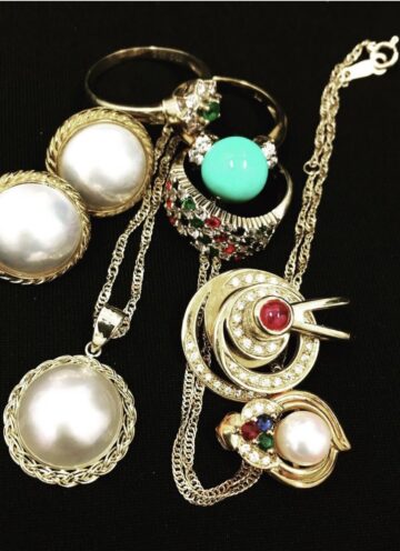 マベパールのネックレスや指輪、トルコ石のリングなどを買取り