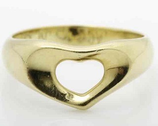 ティファニー　７５０ＹＧ　オープンハート（貴金属）指輪