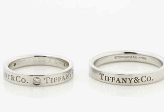 ティファニー 婚約指輪 Ｐｔ９５０　ペアリング　レディースダイヤ３Ｐ付